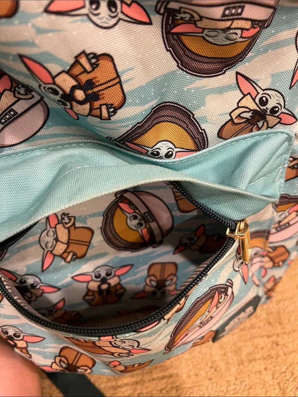 Loungefly Light Blue Grogu Pattern Large Backpack